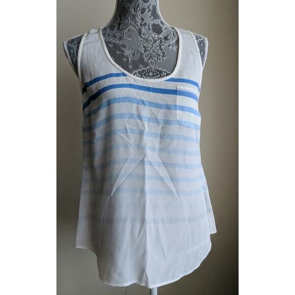 Joie Rain B Silk Tank Chambray Blue White Sleeveless S New - Picture 1 of 5